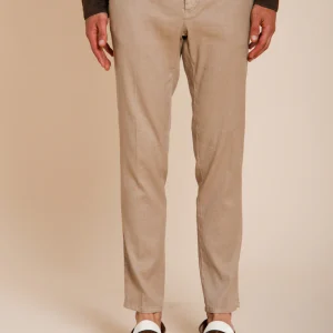 Milano Jogger pantalone chino uomo in twill di lino e cotone extra slim fit