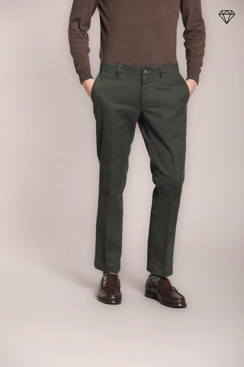 New York pantalone chino uomo in gabardina stretch regular fit ①