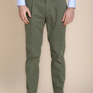 New York Time 1 Pinces pantalone chino uomo in gabardina tinto pezza regular fit