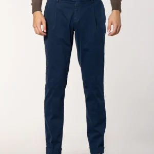 New York Time 1 Pinces pantalone chino uomo in gabardina regular fit