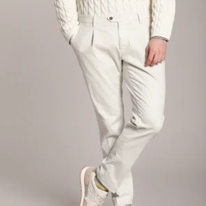 New York Time 1 Pinces pantalone chino uomo in gabardina regular fit