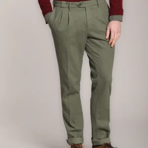New York Time 2 Pinces pantalone chino uomo in cotone lana regular fit