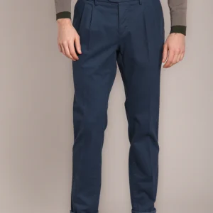 New York Time 2 Pinces pantalone chino uomo in cotone lana regular fit