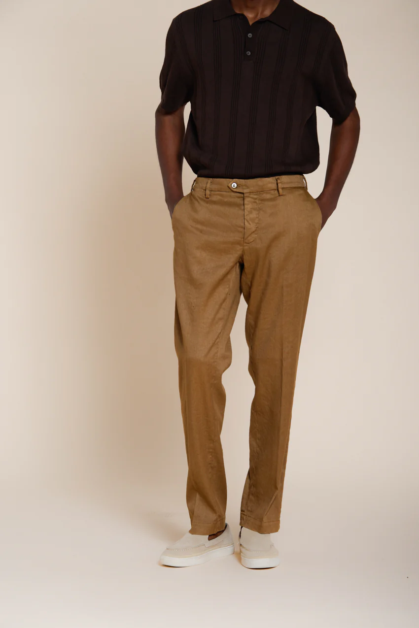 New York Icon Flex pantalone chino uomo in twill lino e cotone regular fit – Image 3
