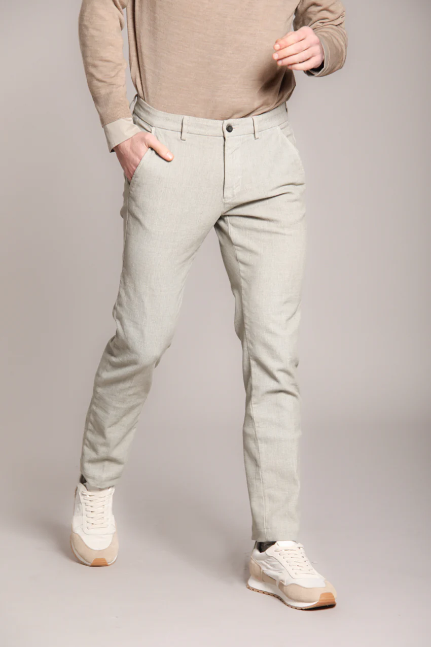 Torino pantalone chino uomo in fustagno con stampa galles slim fit