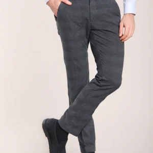 Torino pantalone chino uomo in cotone stretch con fantasia galles sfumato slim fit