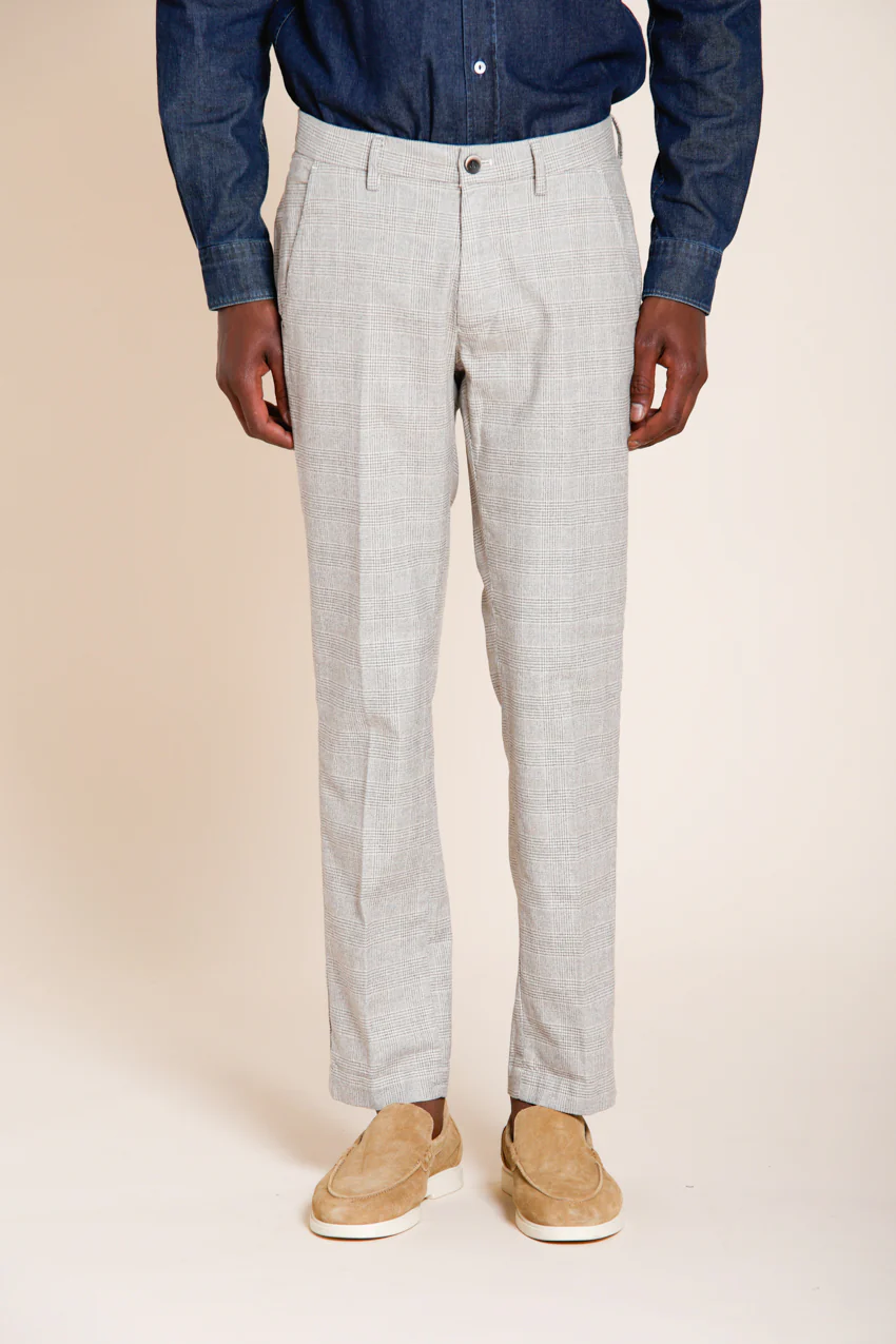 Torino pantalone chino uomo stampa galles con filato moro slim fit