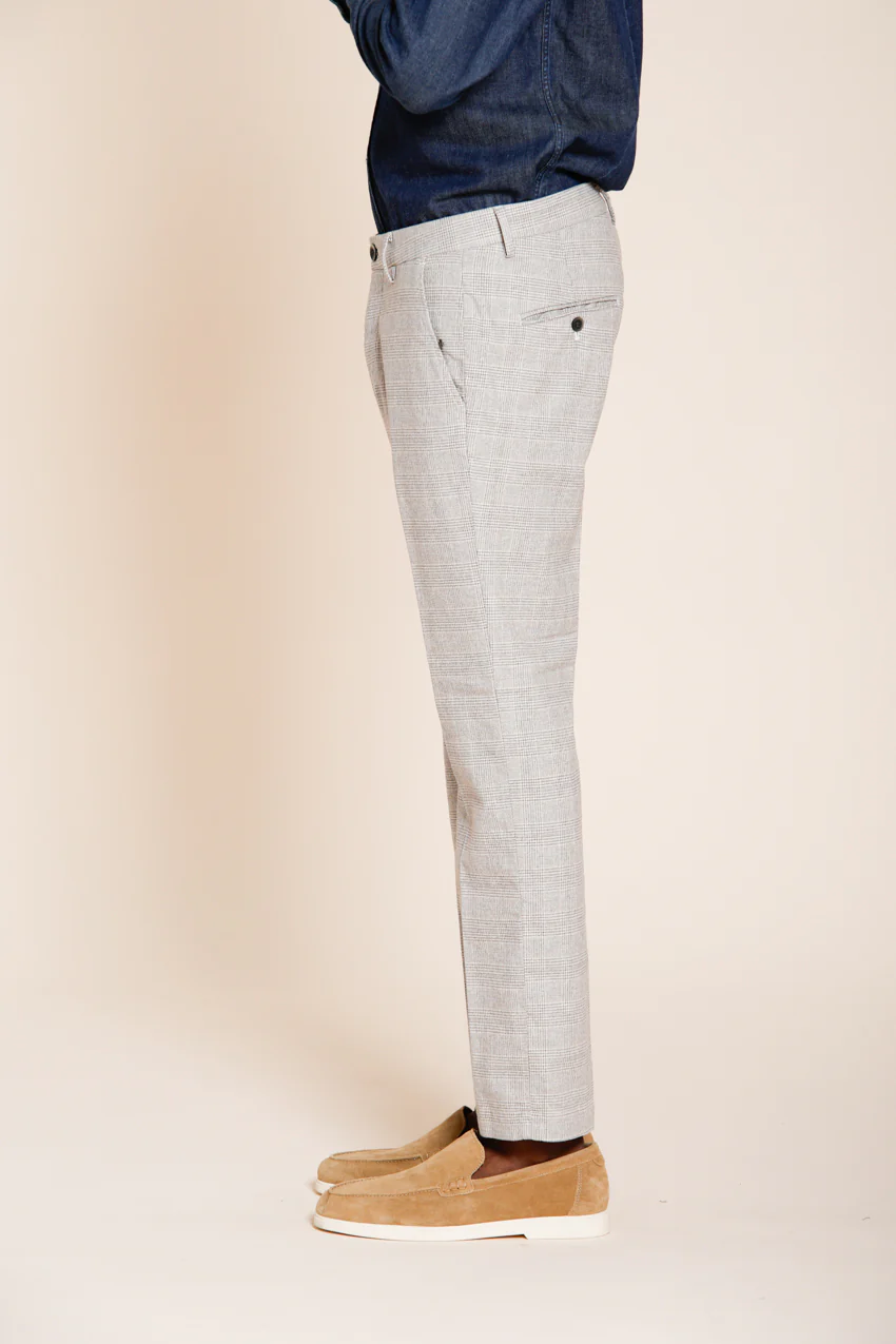 Torino pantalone chino uomo stampa galles con filato moro slim fit – Image 3