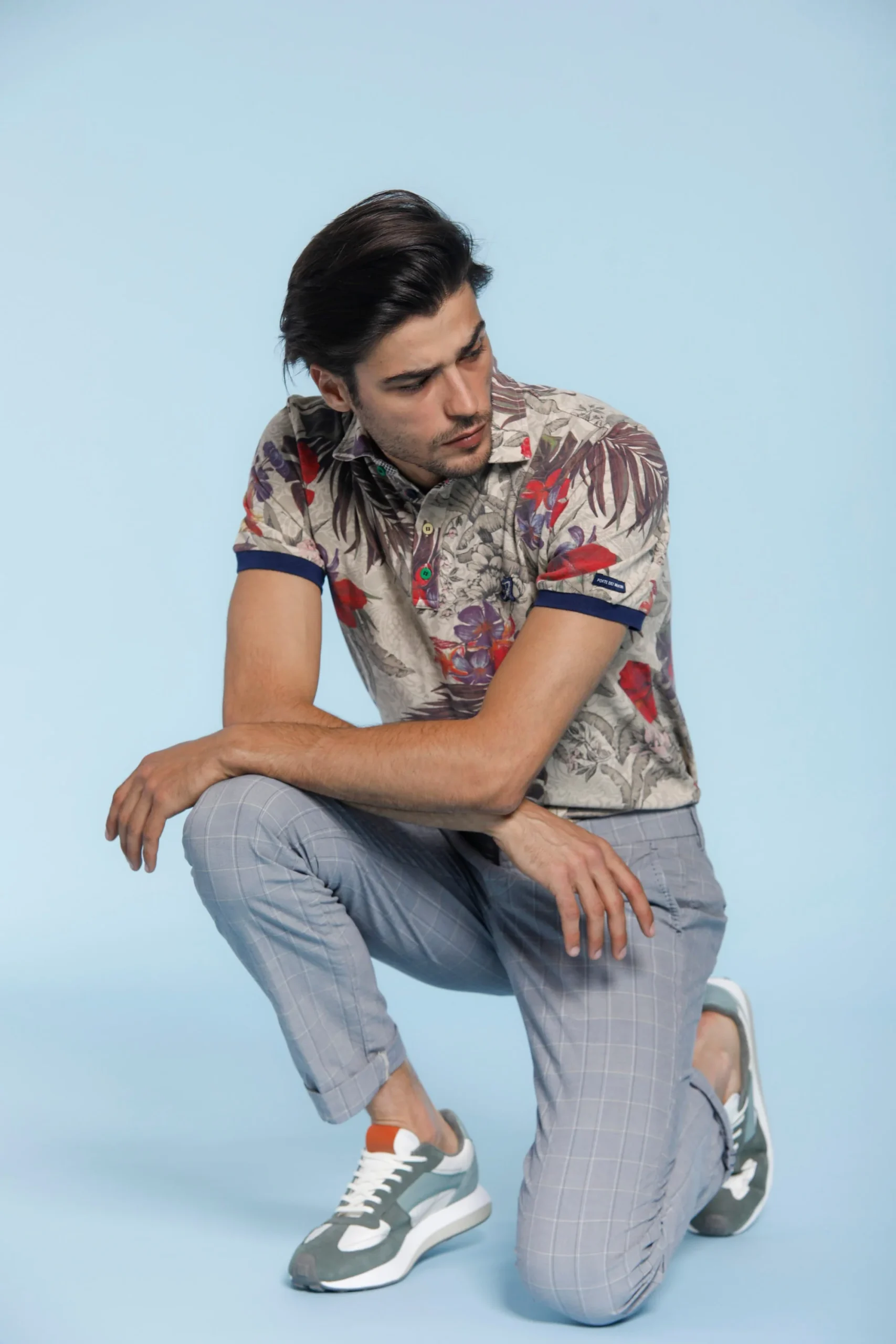 Torino Ocean pantalone chino uomo in cotone galles sfumato slim fit – Image 3