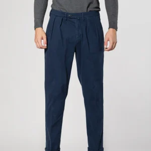 Boston 2 Pinces pantalone chino uomo in tricotina relaxed fit