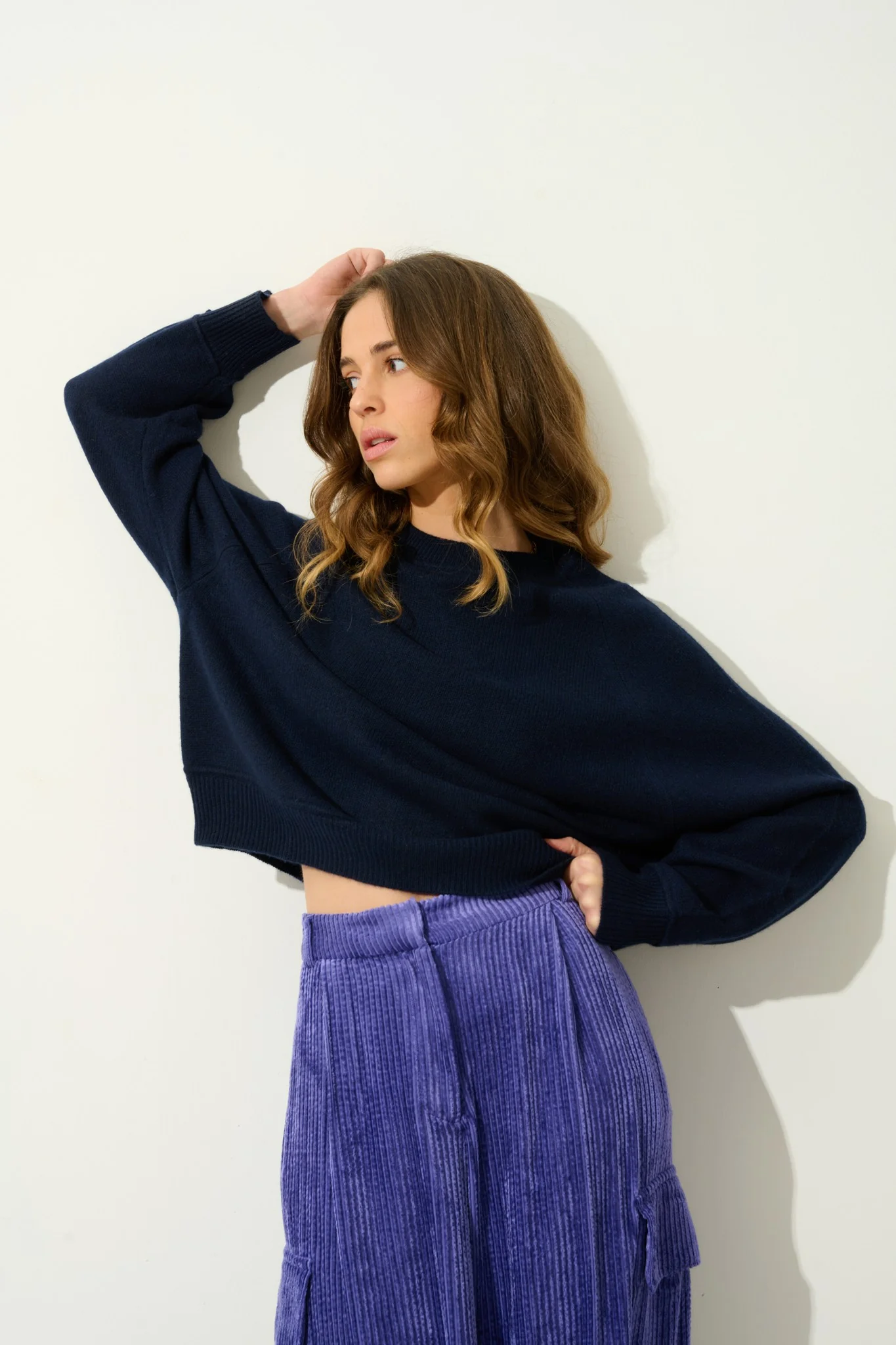 ADORIA pull col rond 4 fils navy 100% cachemire – Image 3