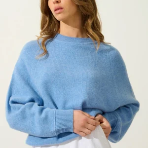 ADORIA pull col rond 4 fils sky 100% cachemire
