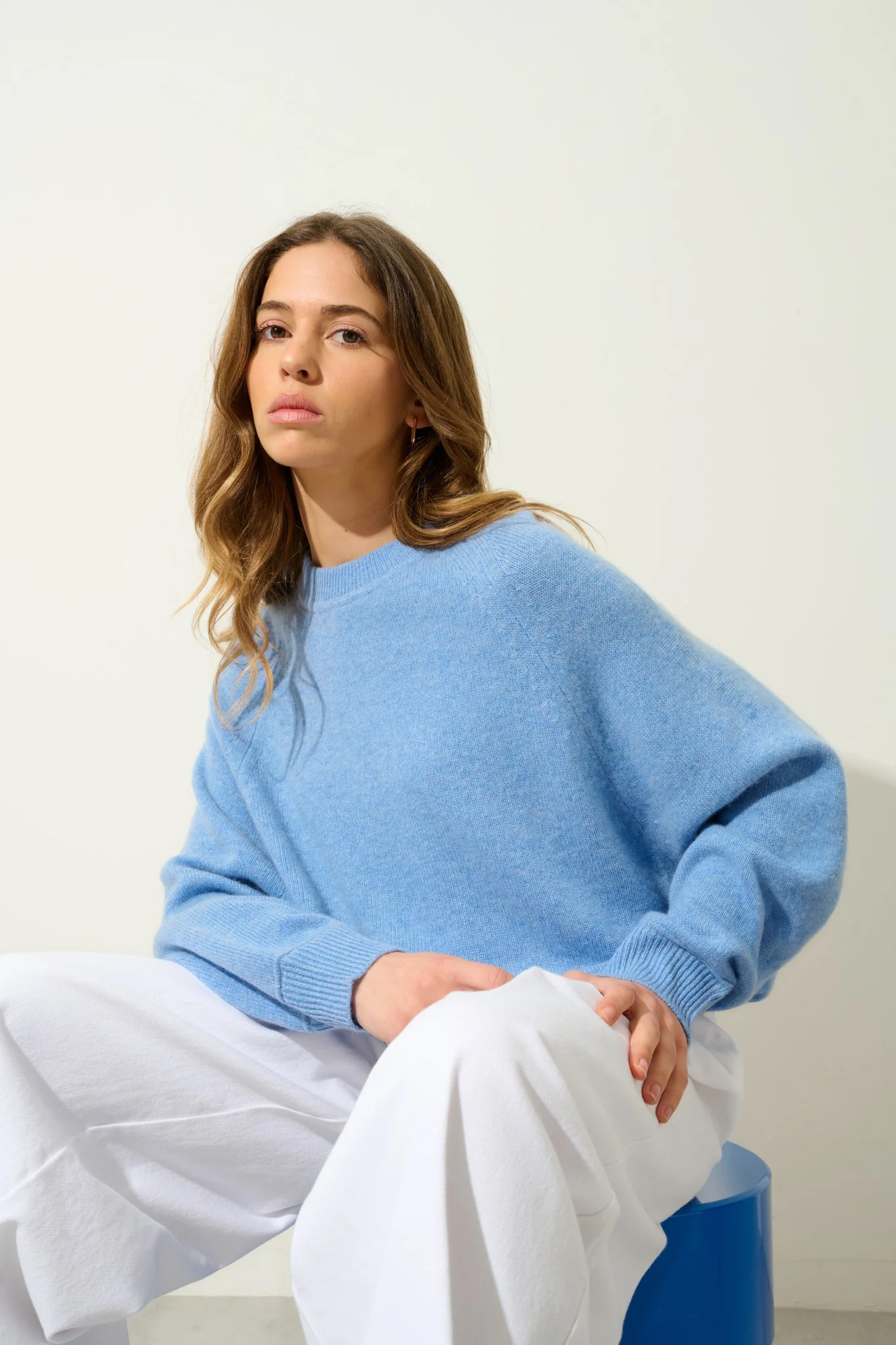 ADORIA pull col rond 4 fils sky 100% cachemire – Image 2