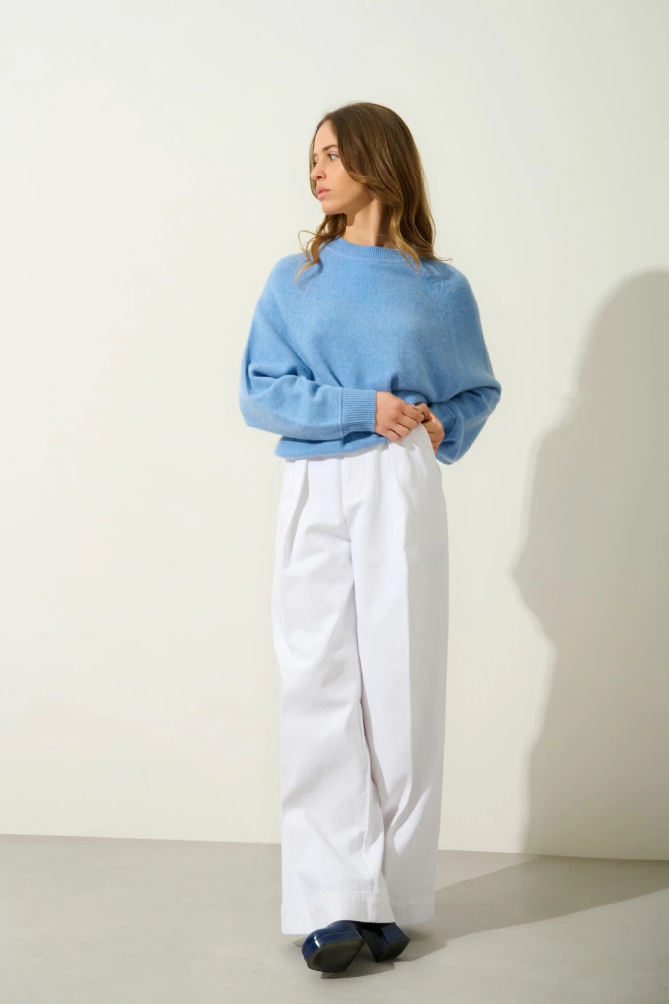 ADORIA pull col rond 4 fils sky 100% cachemire – Image 3