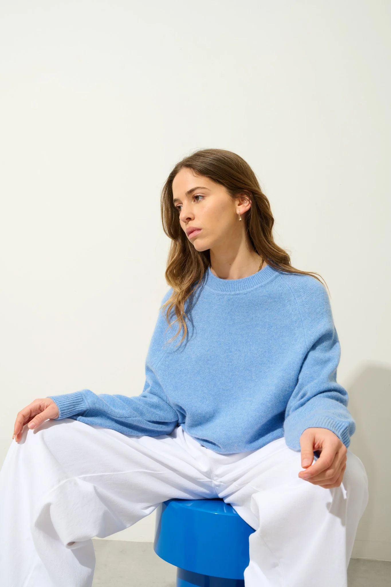 ADORIA pull col rond 4 fils sky 100% cachemire – Image 4