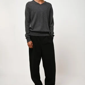 AGEL pull col v anthracite chiné 100% cachemire