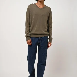 AGEL pull col v army 100% cachemire