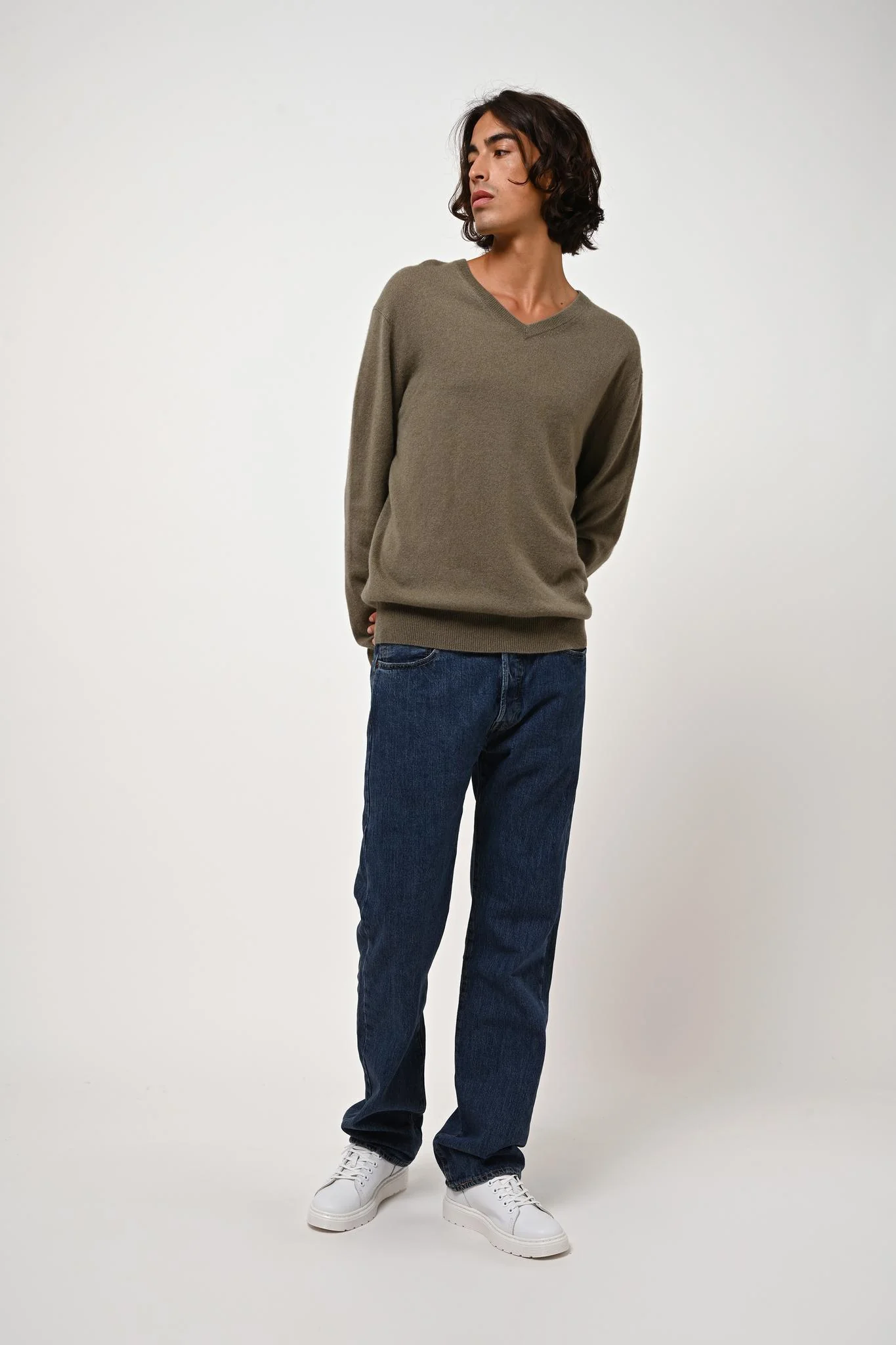 AGEL pull col v army 100% cachemire – Image 2