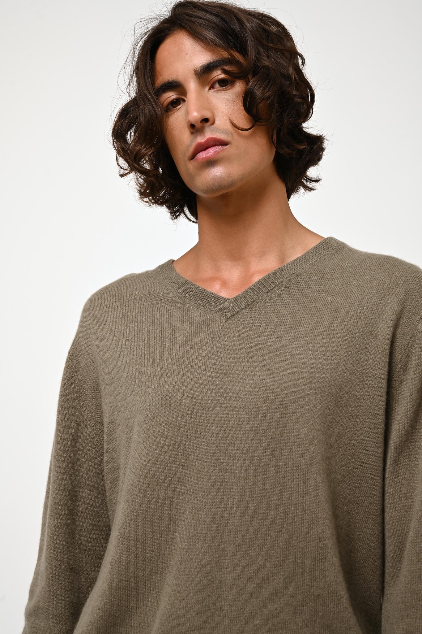 AGEL pull col v army 100% cachemire – Image 3