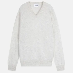 AGEL pull col v gris perle chiné 100% cachemire