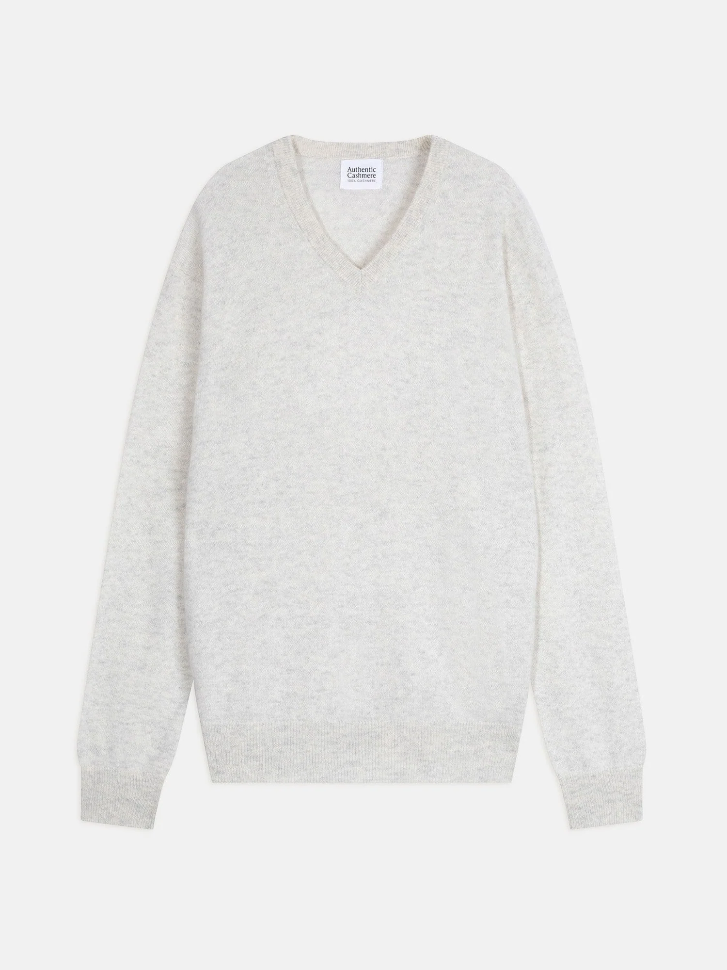 AGEL pull col v gris perle chiné 100% cachemire