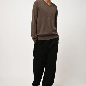 AGEL pull col v taupe chiné 100% cachemire