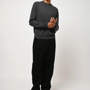 AIGLIÈRE pull col rond anthracite chiné 100% cachemire