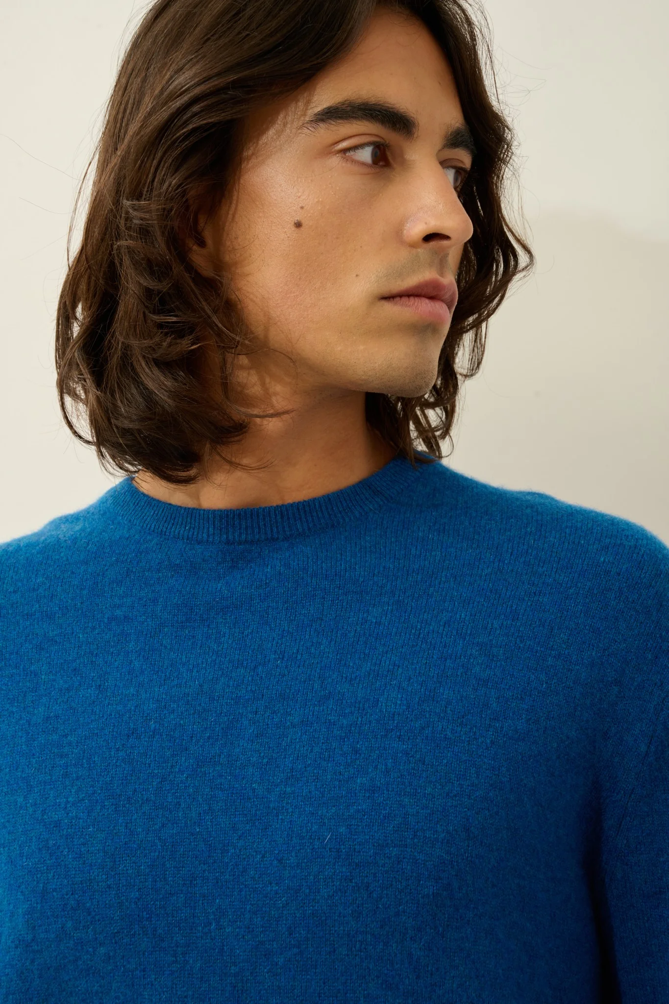 AIGLIÈRE pull col rond bleu chiné 100% cachemire – Image 4