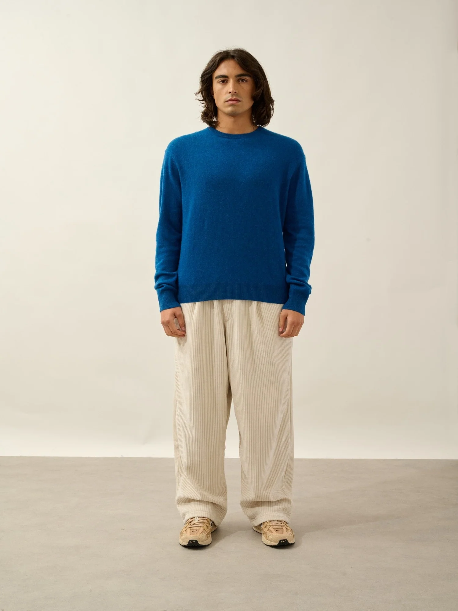 AIGLIÈRE pull col rond bleu chiné 100% cachemire – Image 5