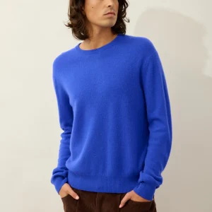 AIGLIÈRE pull col rond bleu klein 100% cachemire