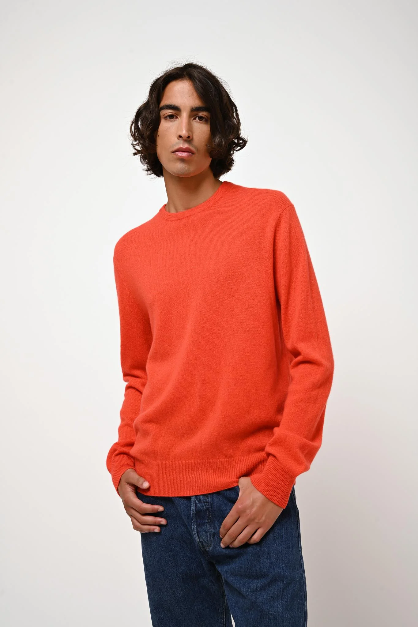 AIGLIÈRE pull col rond orange 100% cachemire – Image 2