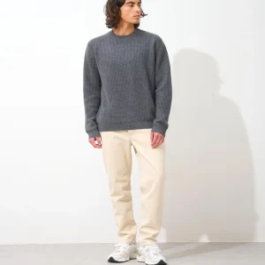 AKSEL pull col rond 4 fils anthracite chiné 100% cachemire