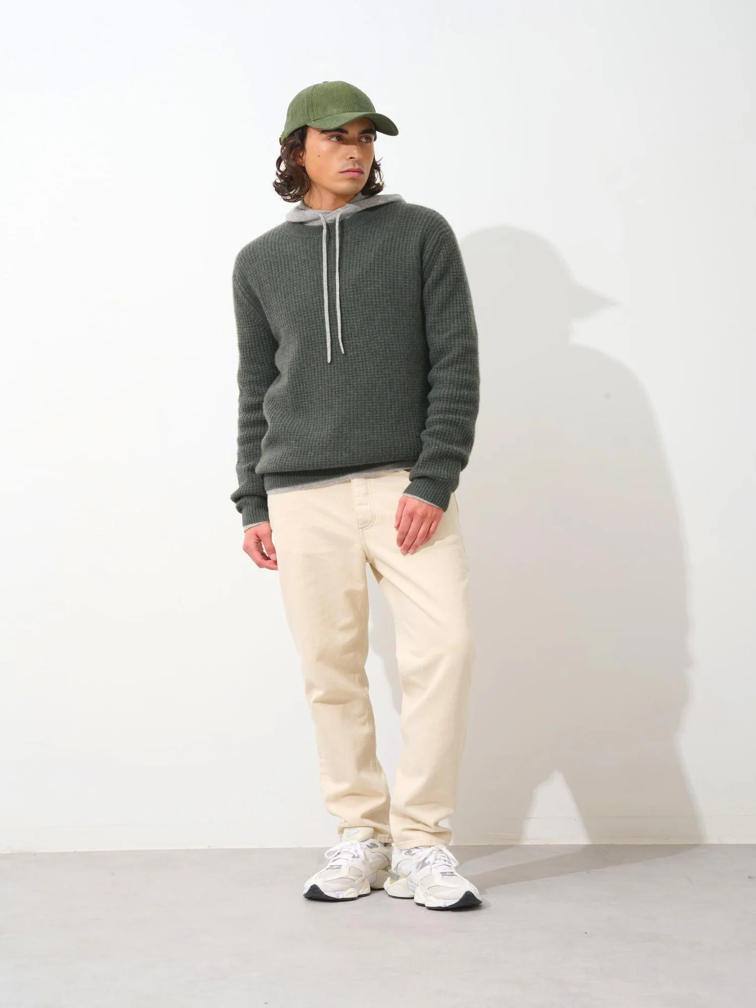 AKSEL pull col rond 4 fils kaki chiné 100% cachemire – Image 2