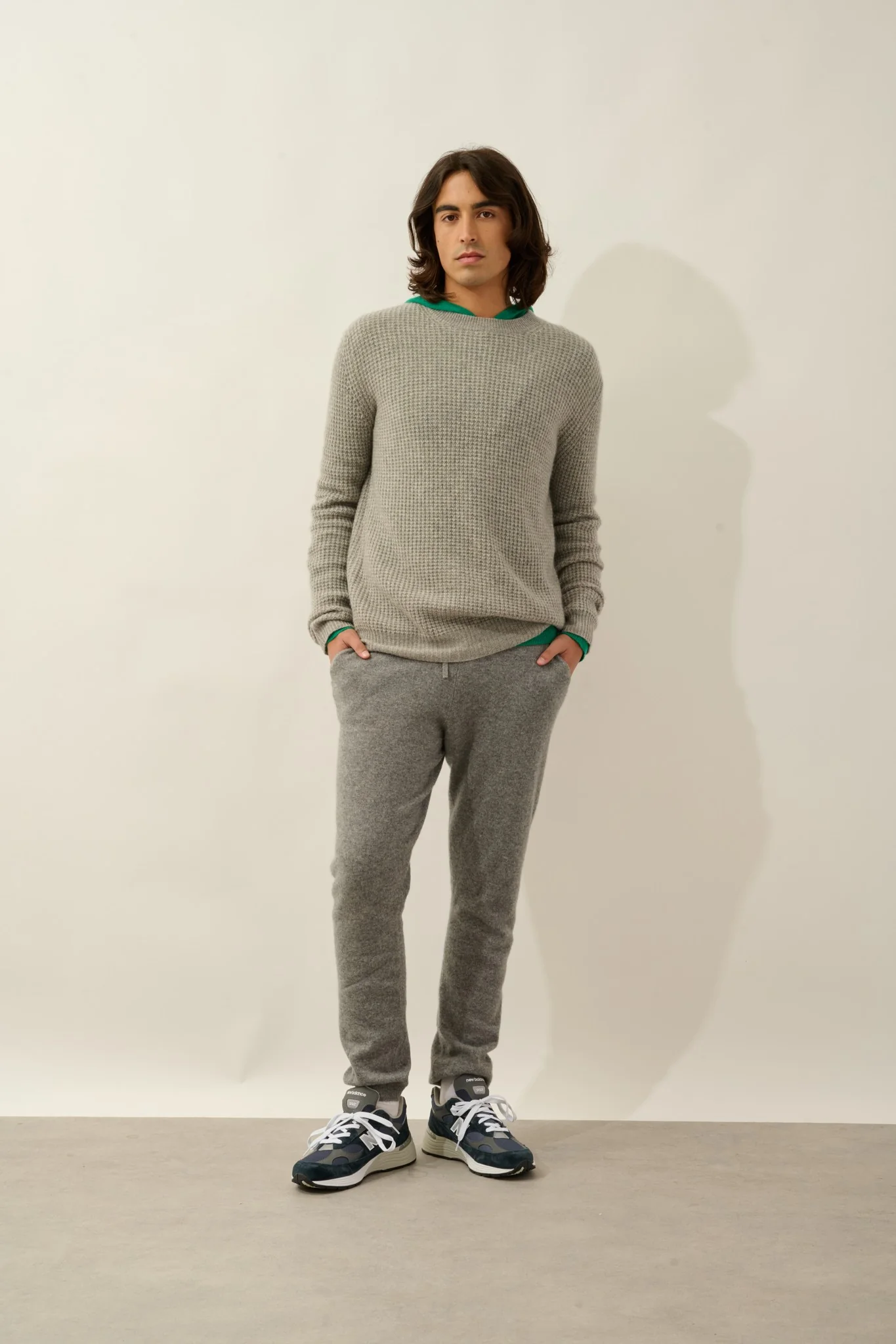 AKSEL pull col rond 4 fils nuage chiné 100% cachemire – Image 2