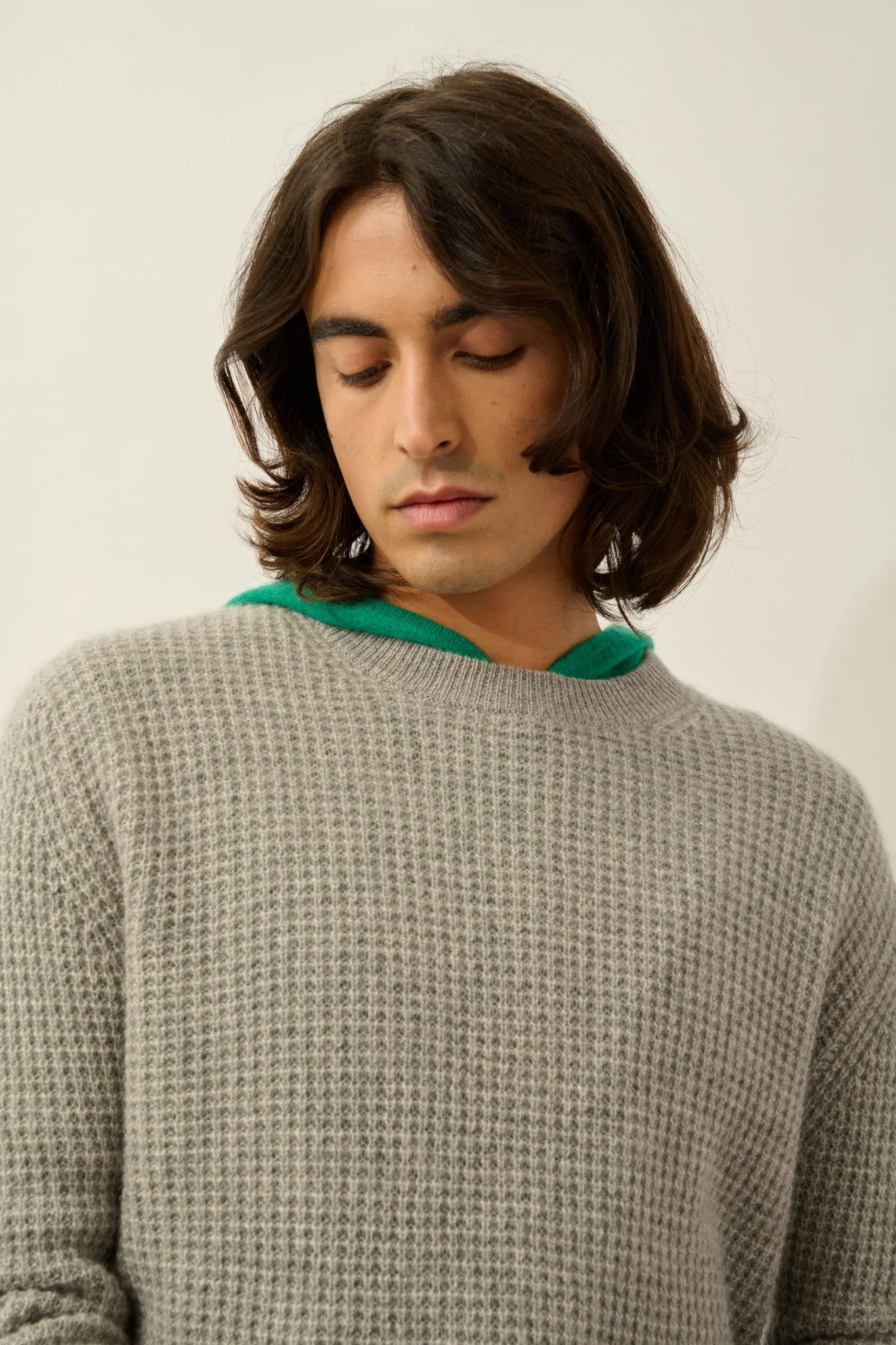 AKSEL pull col rond 4 fils nuage chiné 100% cachemire – Image 3