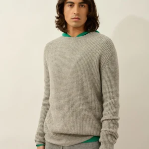 AKSEL pull col rond 4 fils nuage chiné 100% cachemire