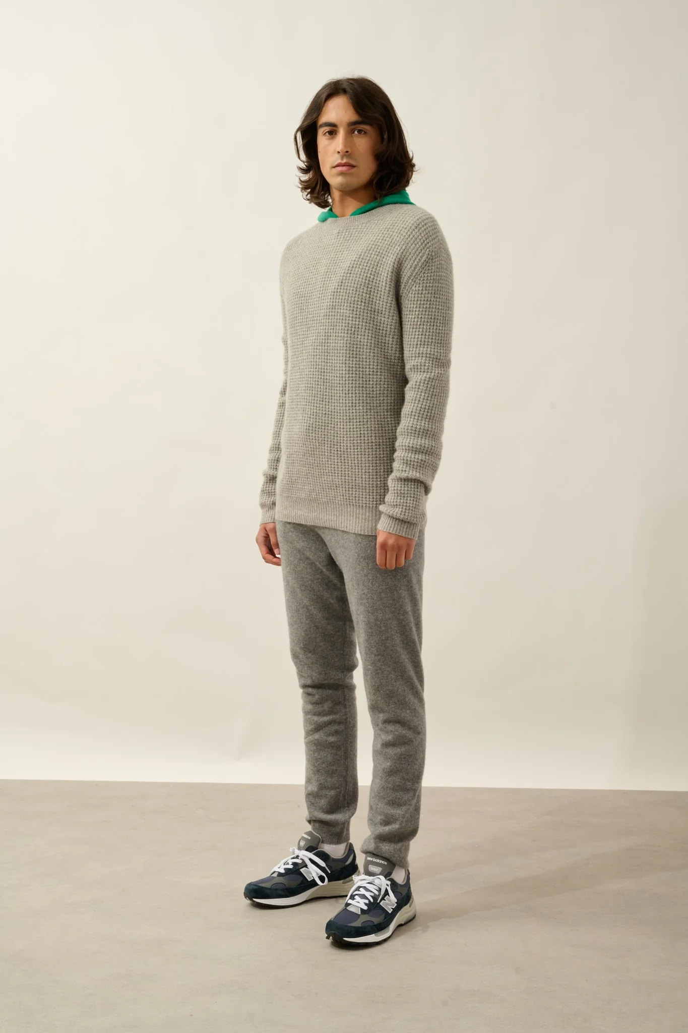 AKSEL pull col rond 4 fils nuage chiné 100% cachemire – Image 5