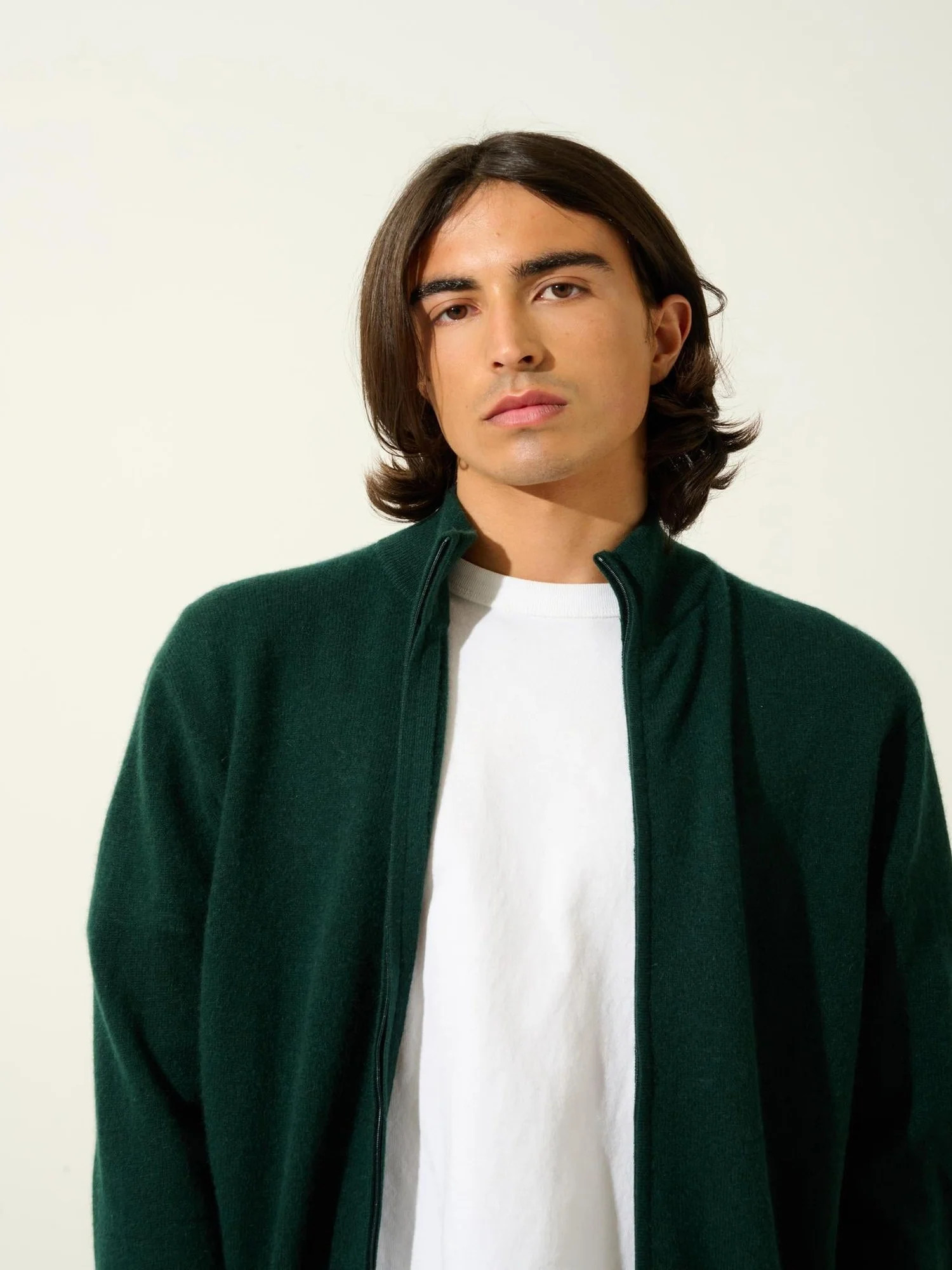 ALBARON gilet zippé col montant cyprès 100% cachemire – Image 2