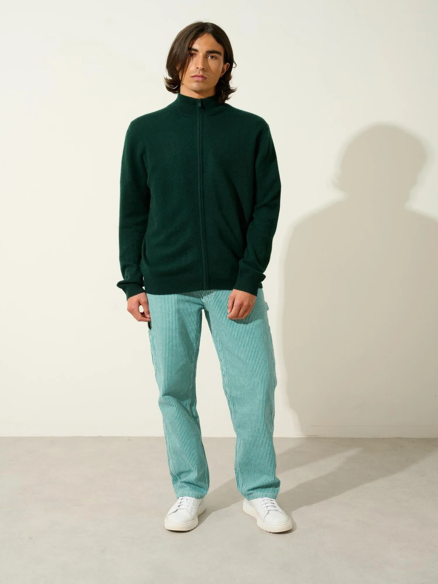 ALBARON gilet zippé col montant cyprès 100% cachemire – Image 3