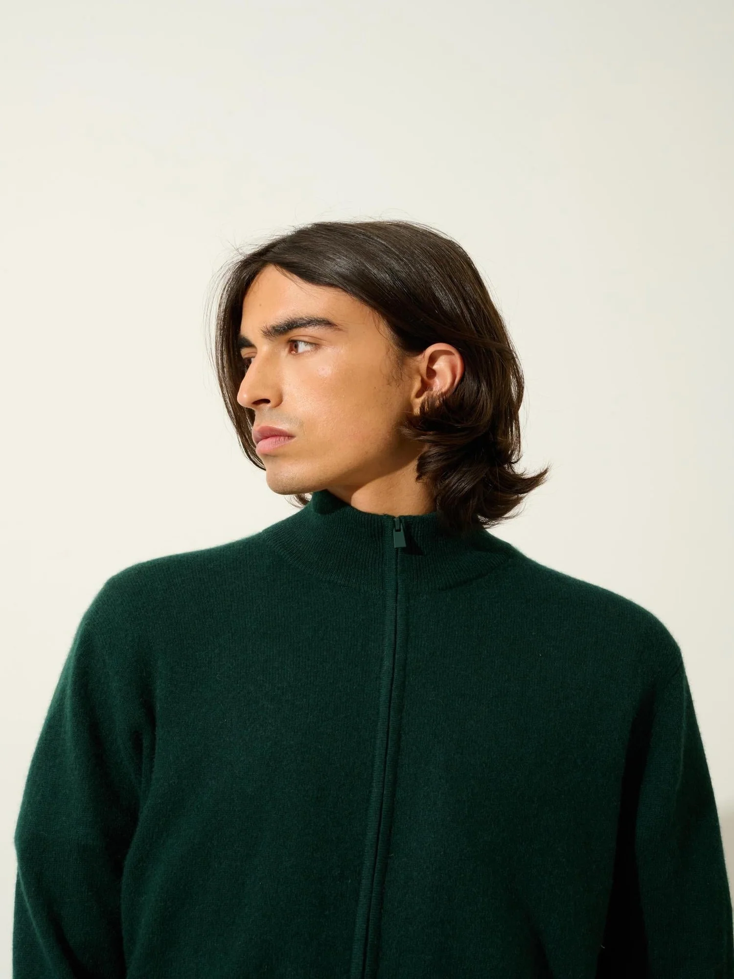 ALBARON gilet zippé col montant cyprès 100% cachemire – Image 4