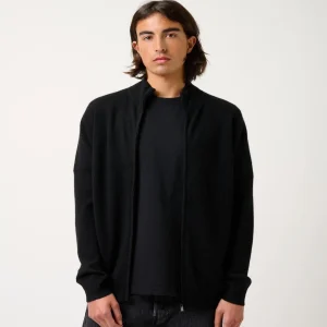 ALBARON gilet zippé col montant noir 100% cachemire