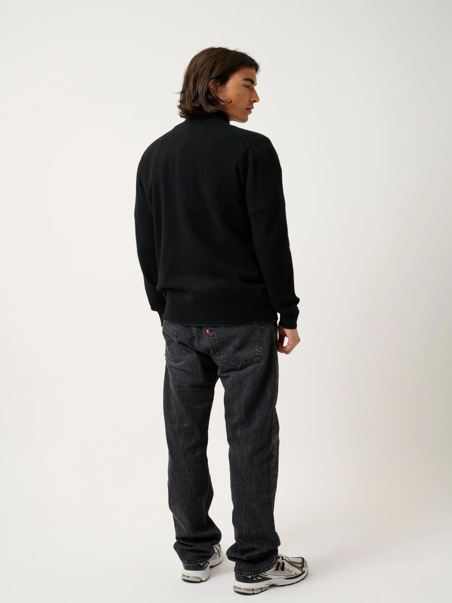 ALBARON gilet zippé col montant noir 100% cachemire – Image 4