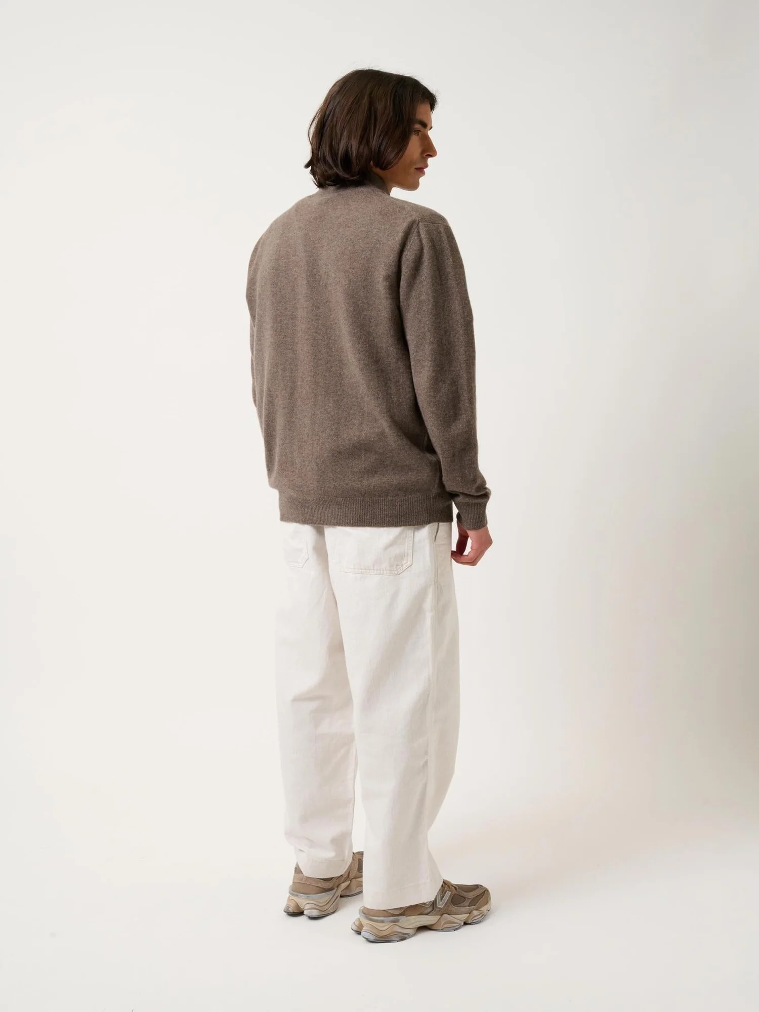 ALBARON gilet zippé col montant taupe chiné 100% cachemire – Image 4