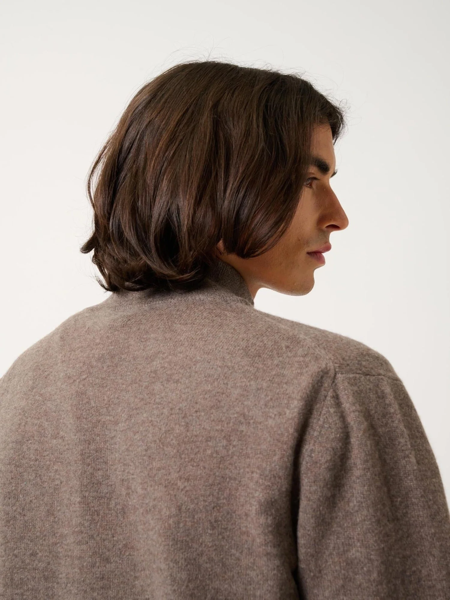 ALBARON gilet zippé col montant taupe chiné 100% cachemire – Image 5