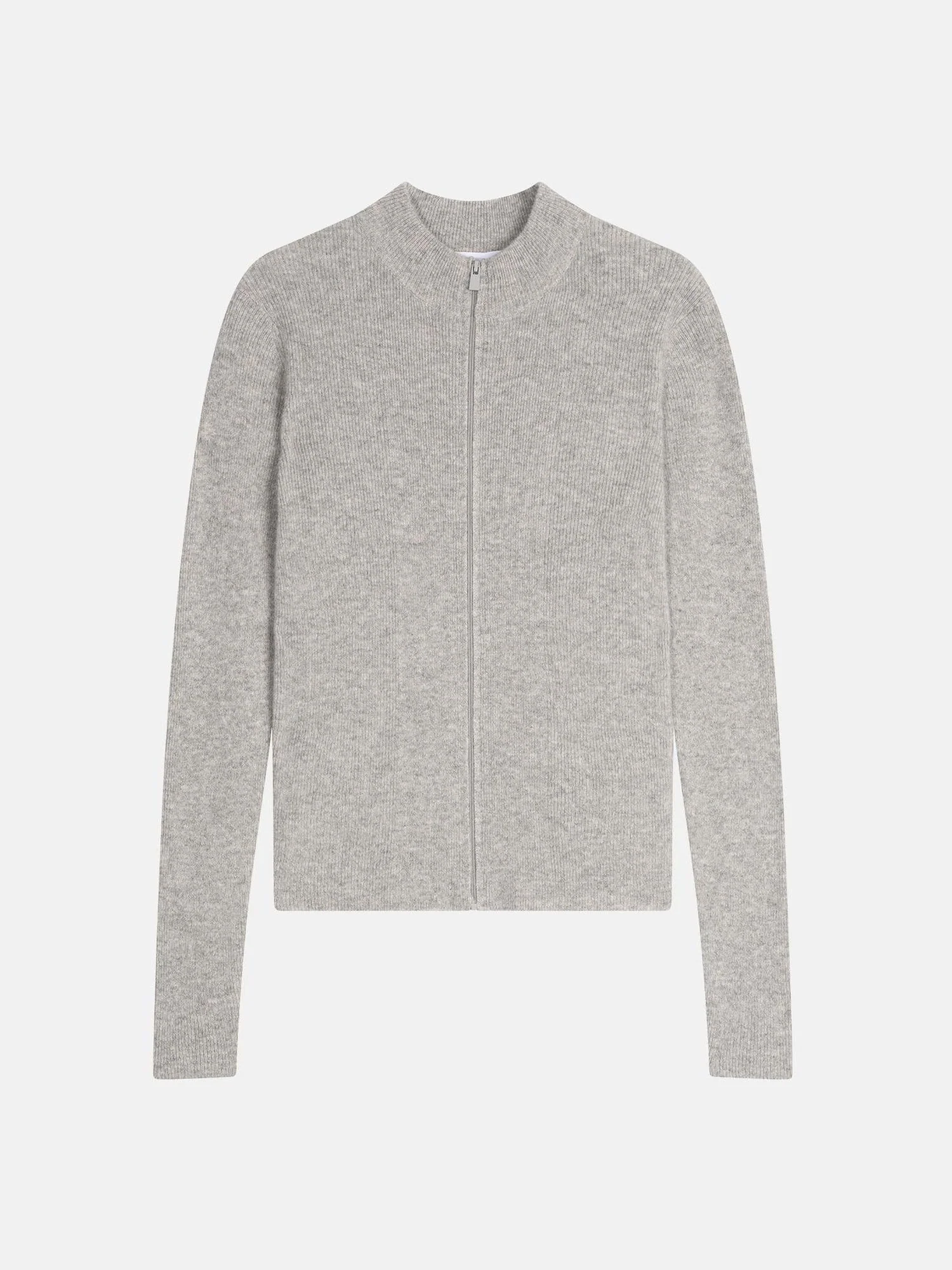 ALBERTE gilet zippé col montant nuage chiné 100% cachemire – Image 6