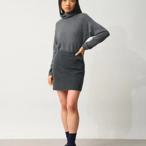 AMALIE jupe anthracite chiné 100% cachemire