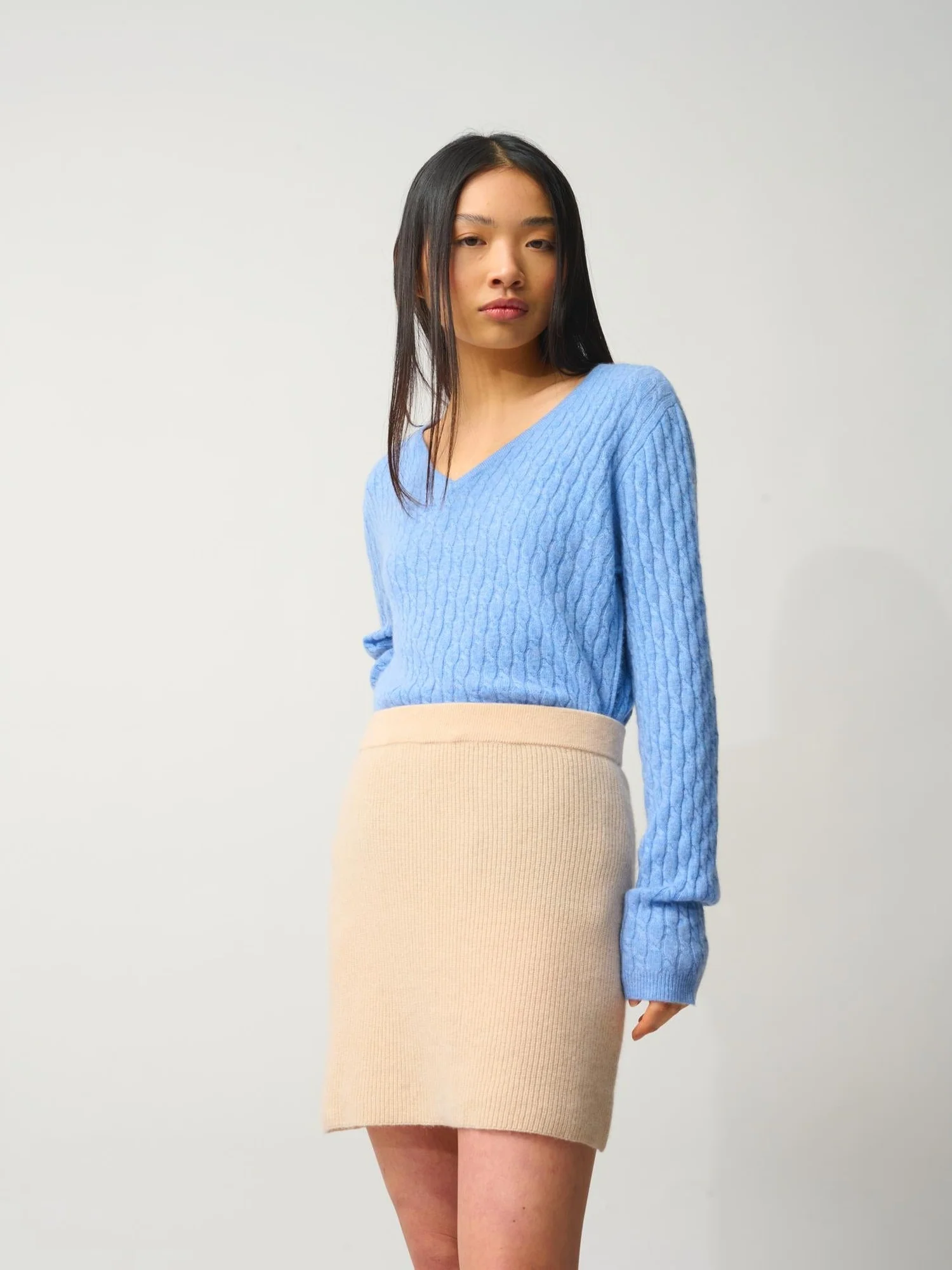 AMALIE jupe sable 100% cachemire – Image 2