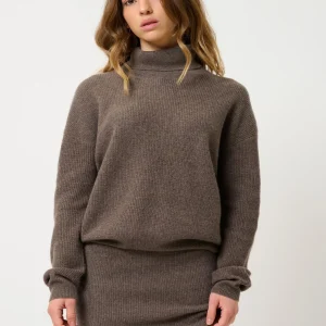 AMALIE jupe taupe chiné 100% cachemire