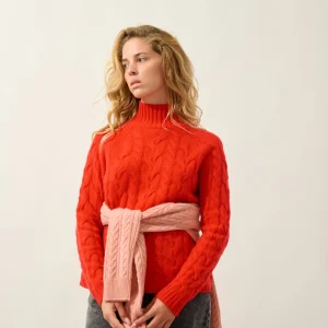 AMARIEL pull col montant 6 fils carmin 100% cachemire