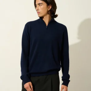 AMBIN pull camionneur navy 100% cachemire
